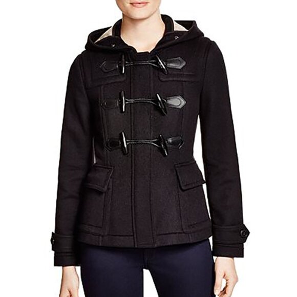 Burberry Brit Womens Wool Duffel Coat Size US 6 Black - Picture 1 of 11